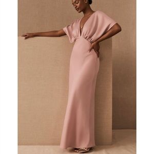 BHLDN Anthropologie Leila Satin Charmeuse Maxi Dress